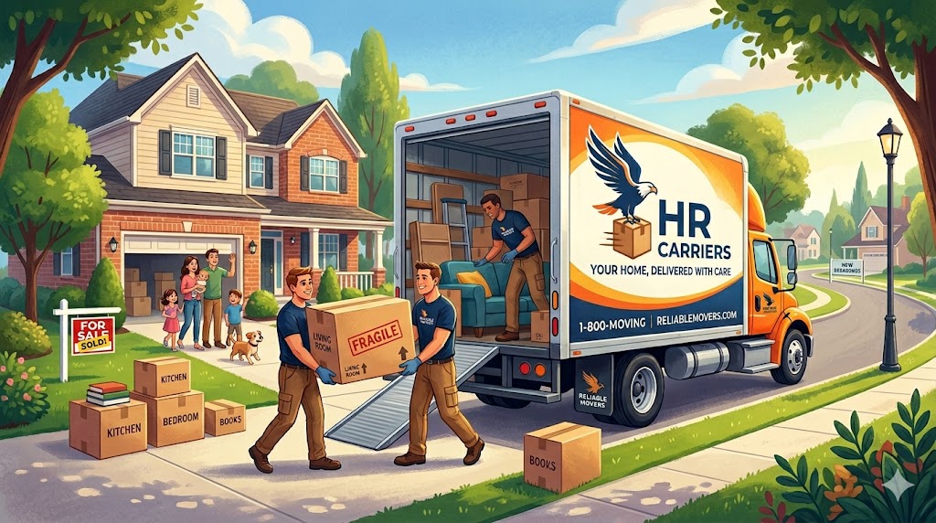 Professional moving truck and team